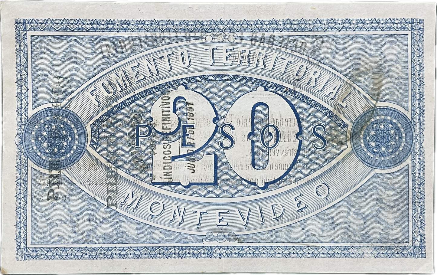 Uruguay - 1868 - 20 Pesos, Sociedad Fomento Territorial