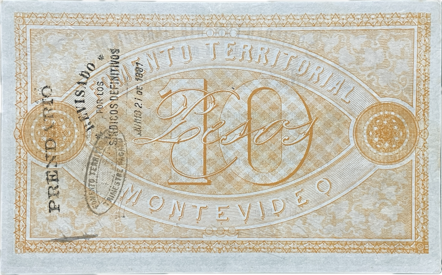 Uruguay - 1868 - 10 Pesos, Sociedad Fomento Territorial