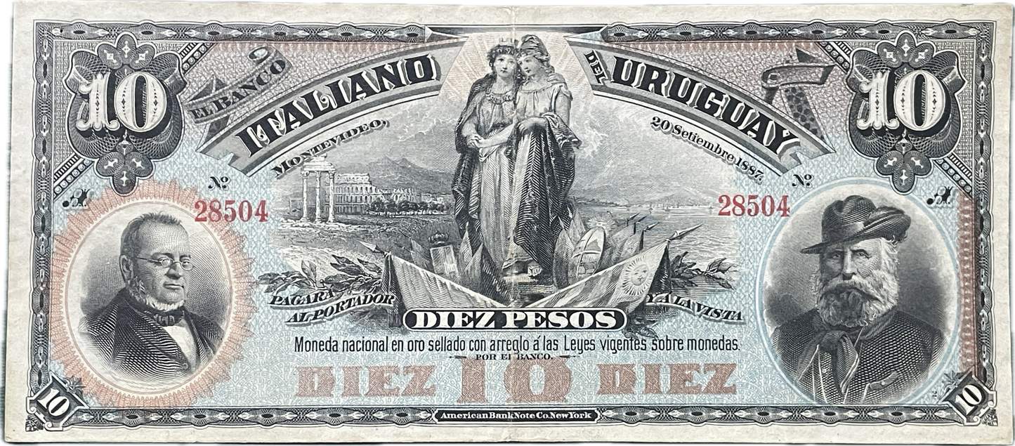 Uruguay - 1887 - 10 Pesos - Banco Italiano del Uruguay