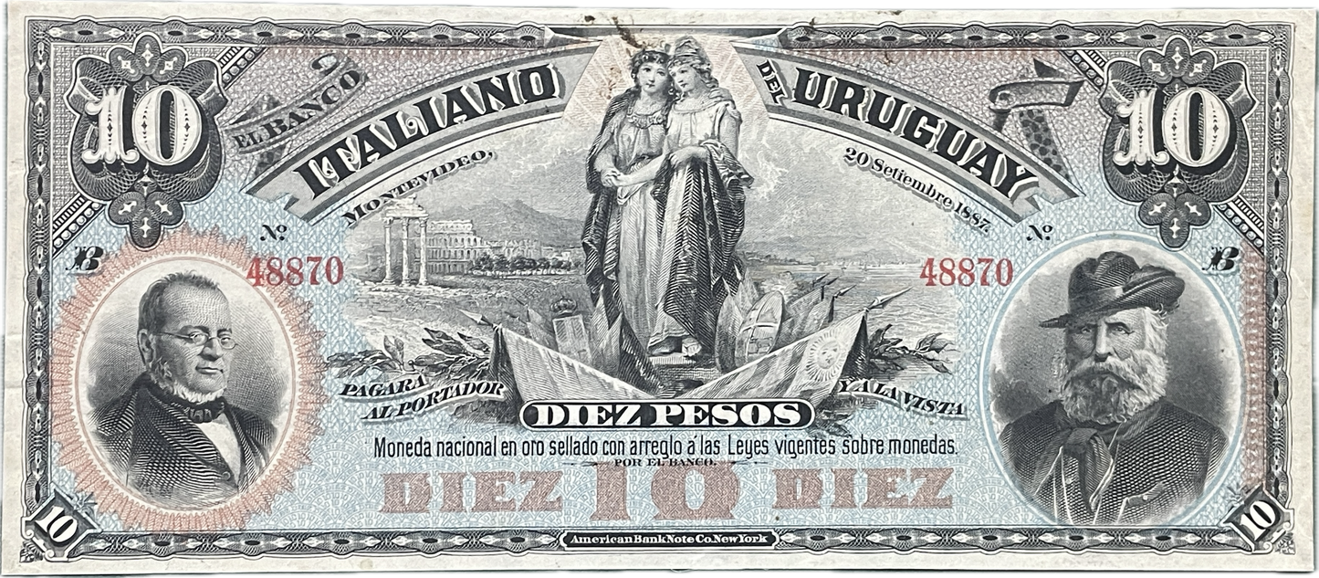 Uruguay - 1887 - 10 Pesos - Banco Italiano del Uruguay
