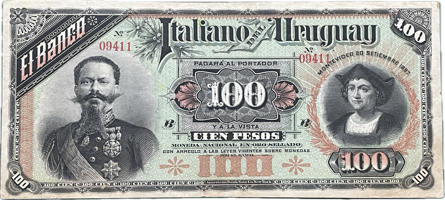 Uruguay - 1887 - 100 Pesos - Banco Italiano del Uruguay