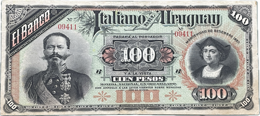 Uruguay - 1887 - 100 Pesos - Banco Italiano del Uruguay