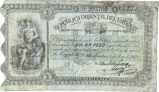 Uruguay - 1870 - 1 Peso, Junta de Crédito Público