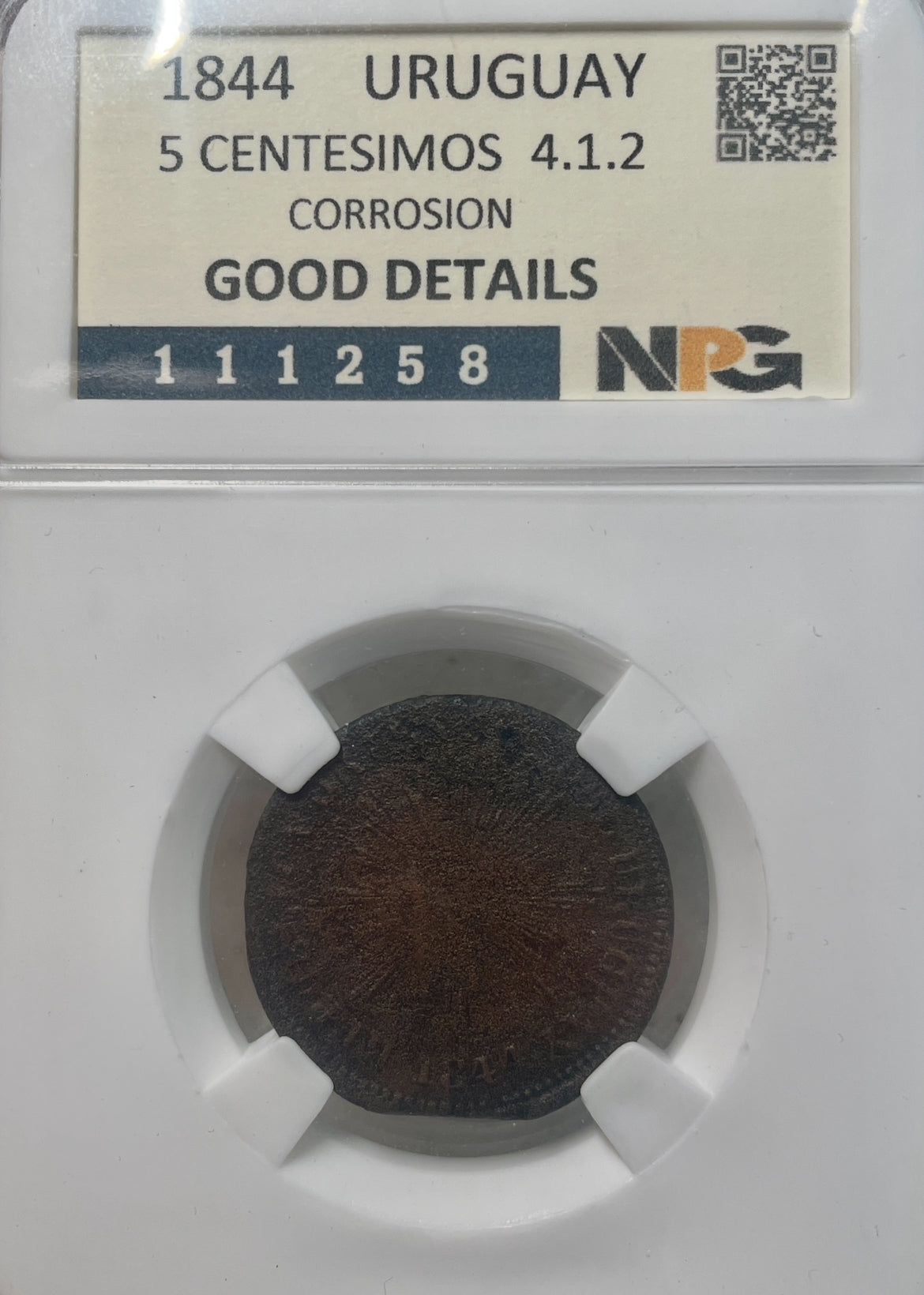 Uruguay - 1844 - 5 Centésimos - 4.1.2 - Certificada NPG