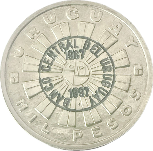 Uruguay - 1997 - 1000 Pesos - Resello BCU 30 años