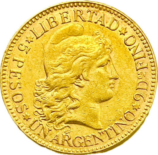 MO_ ARgentina - 5 Pesos, Un Argentino - 1885