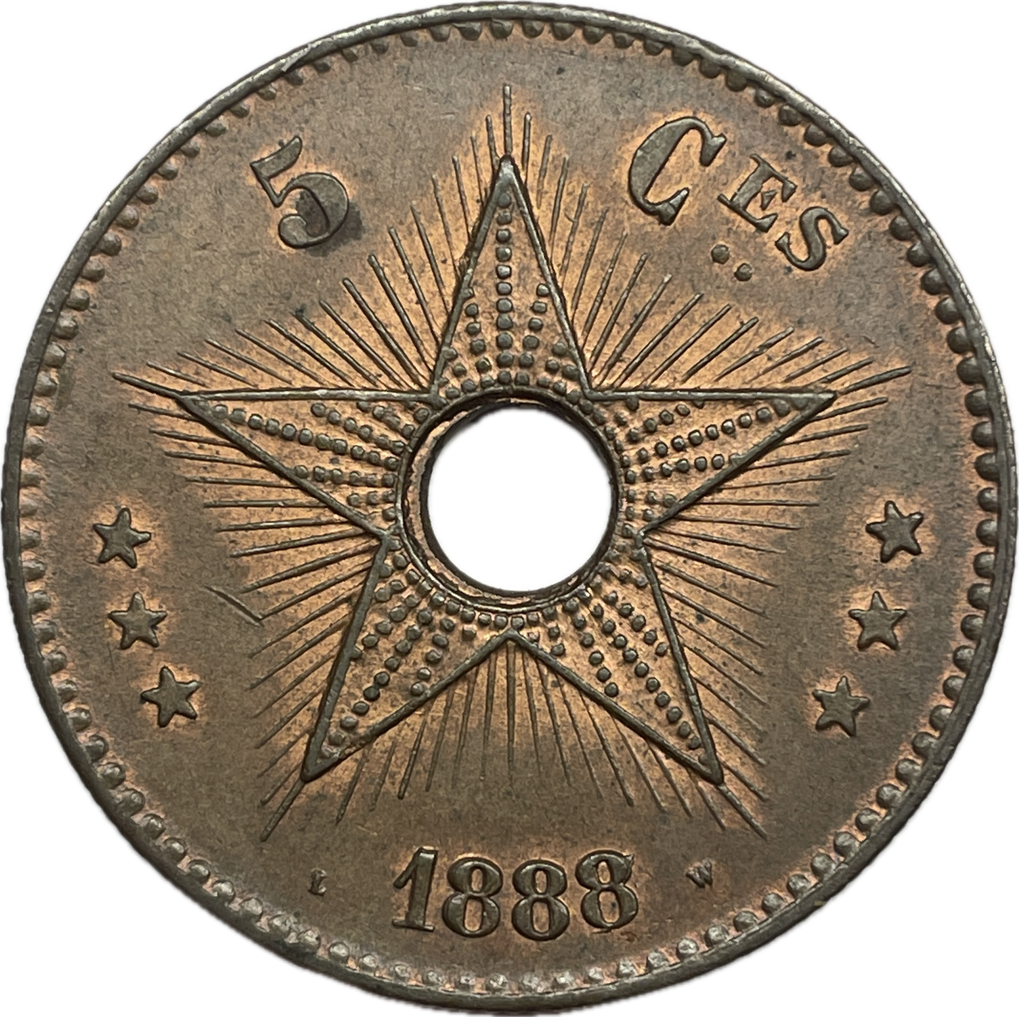 Congo Belga - 1888 - 5 Cent - Sin Circular