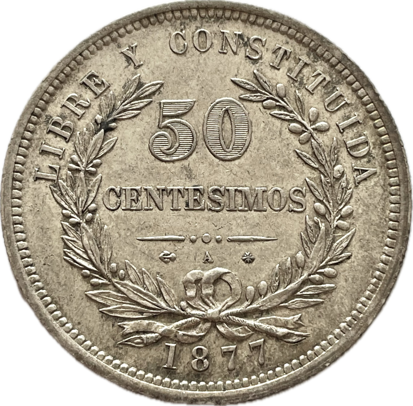 Uruguay - 1877 - 50 Centésimos - Sin Circular