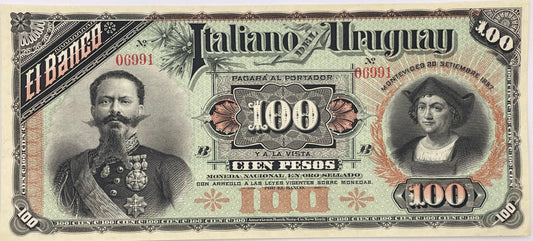 Uruguay - 1887 - 100 Pesos - Banco Italiano del Uruguay