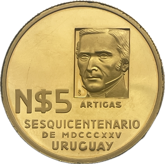 MO_ Uruguay - N$5 - 1975 - Ensayo en Oro