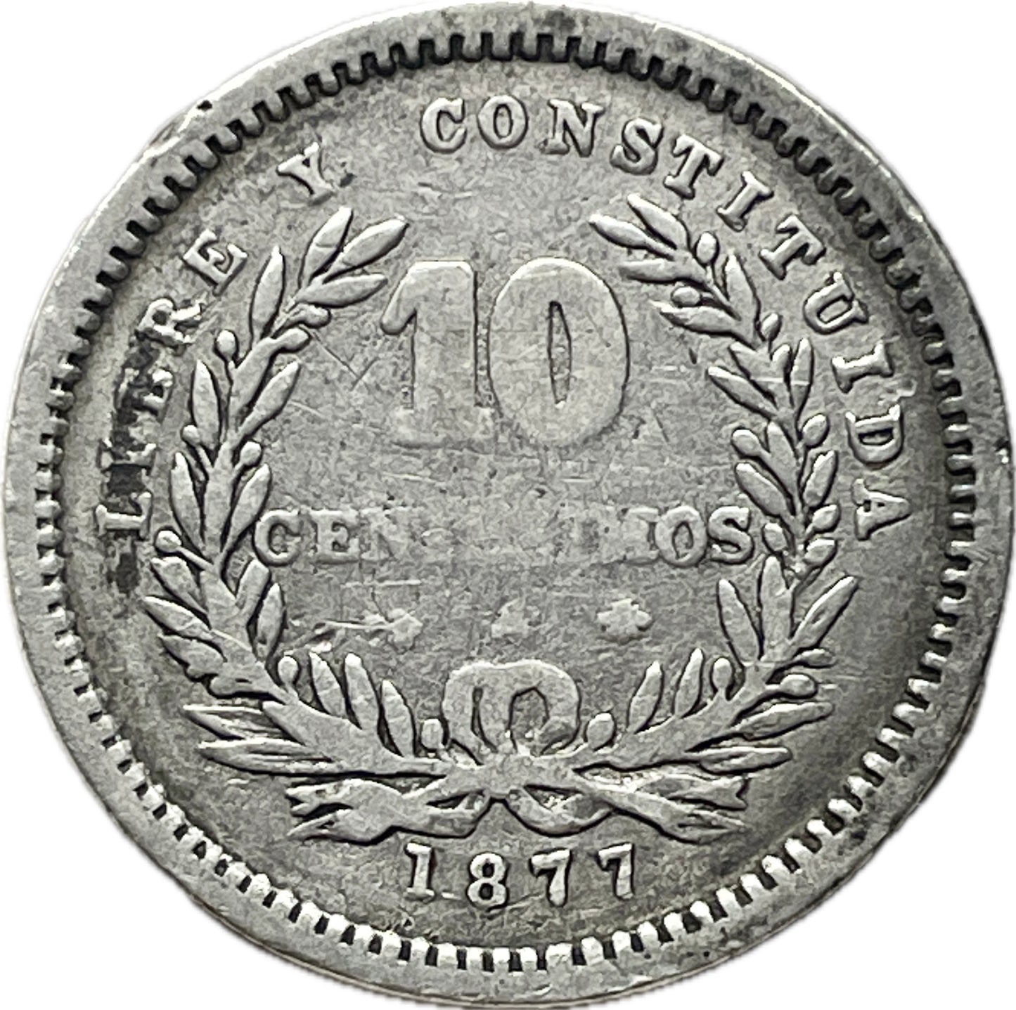 MU_ Uruguay - Ancla Invertida - 10 Centésimos 1877 - 21.2.A