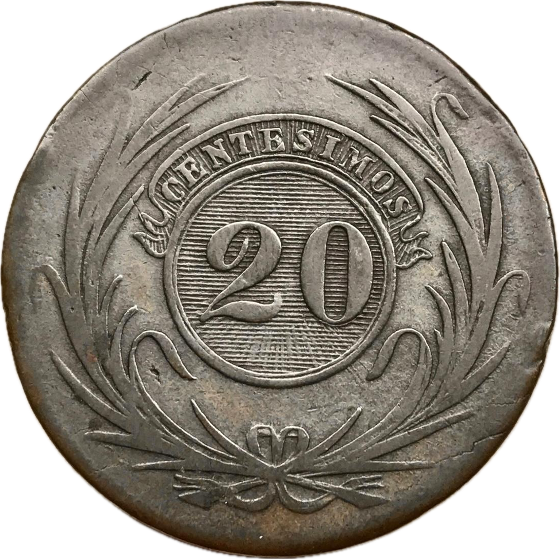 MU_ Uruguay - 20 Centésimos 1843 - 3.4.A