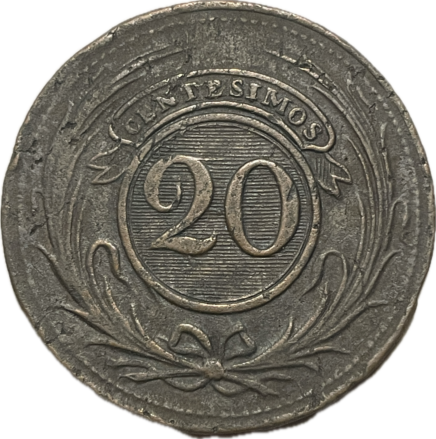 Uruguay - 1854 - 20 Centésimos - variante 20 grande