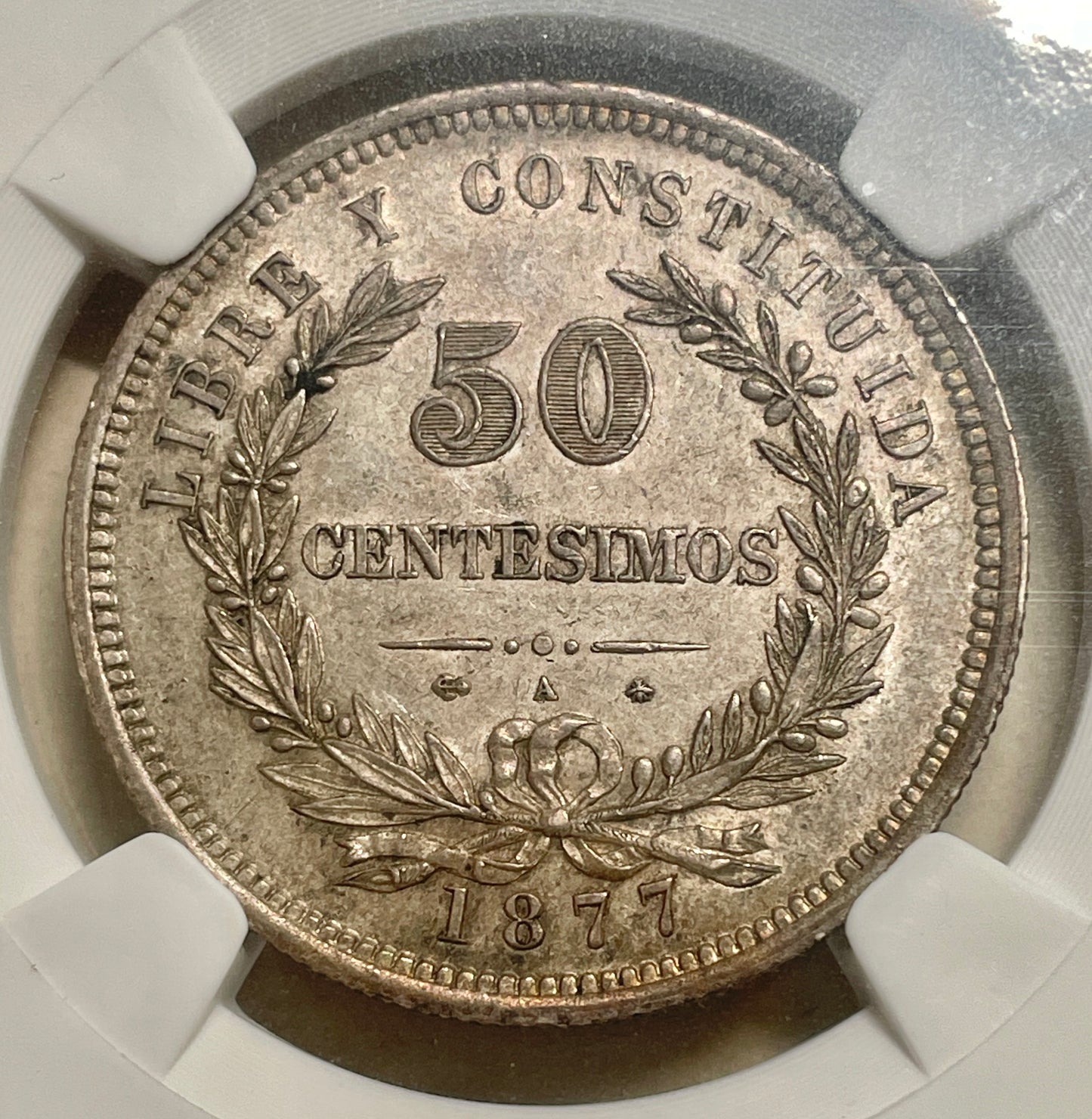 Uruguay - 1877 - 50 Centésimos - MS 63