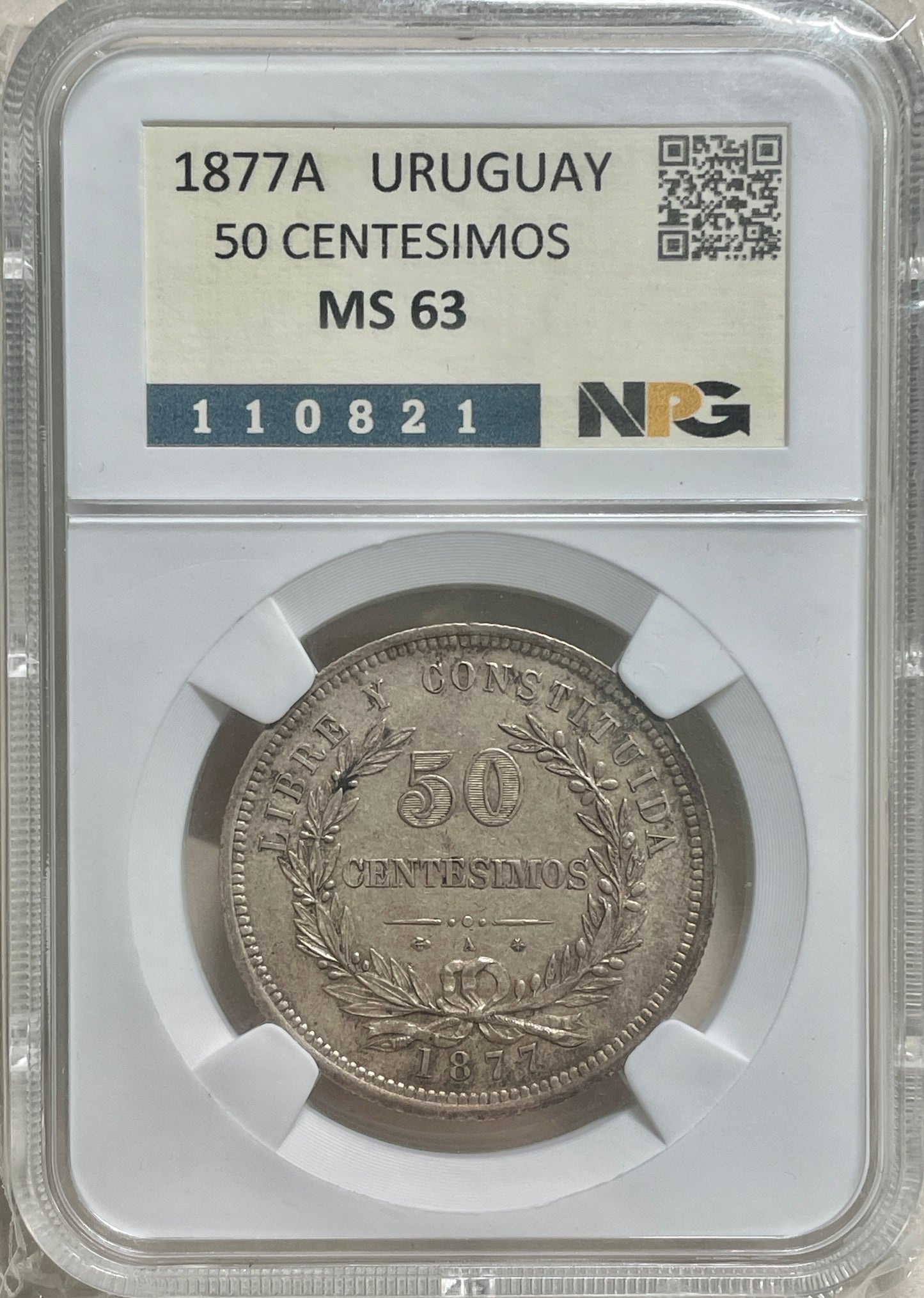 Uruguay - 1877 - 50 Centésimos - MS 63