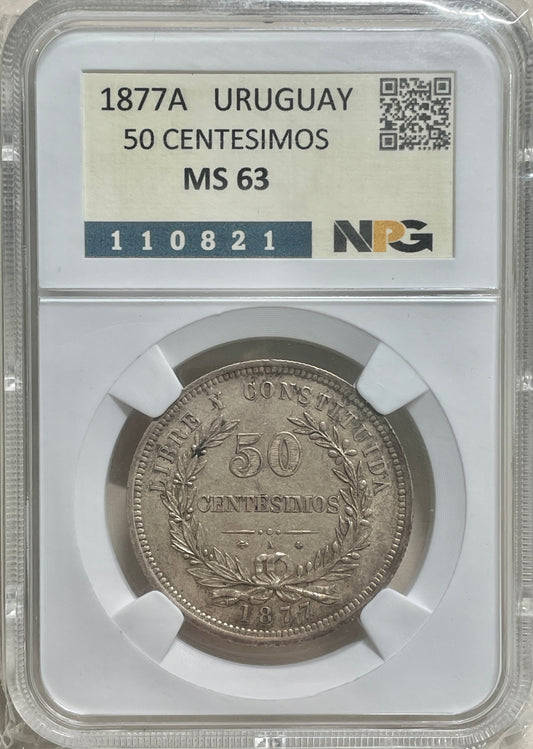 Uruguay - 1877 - 50 Centésimos - MS 63
