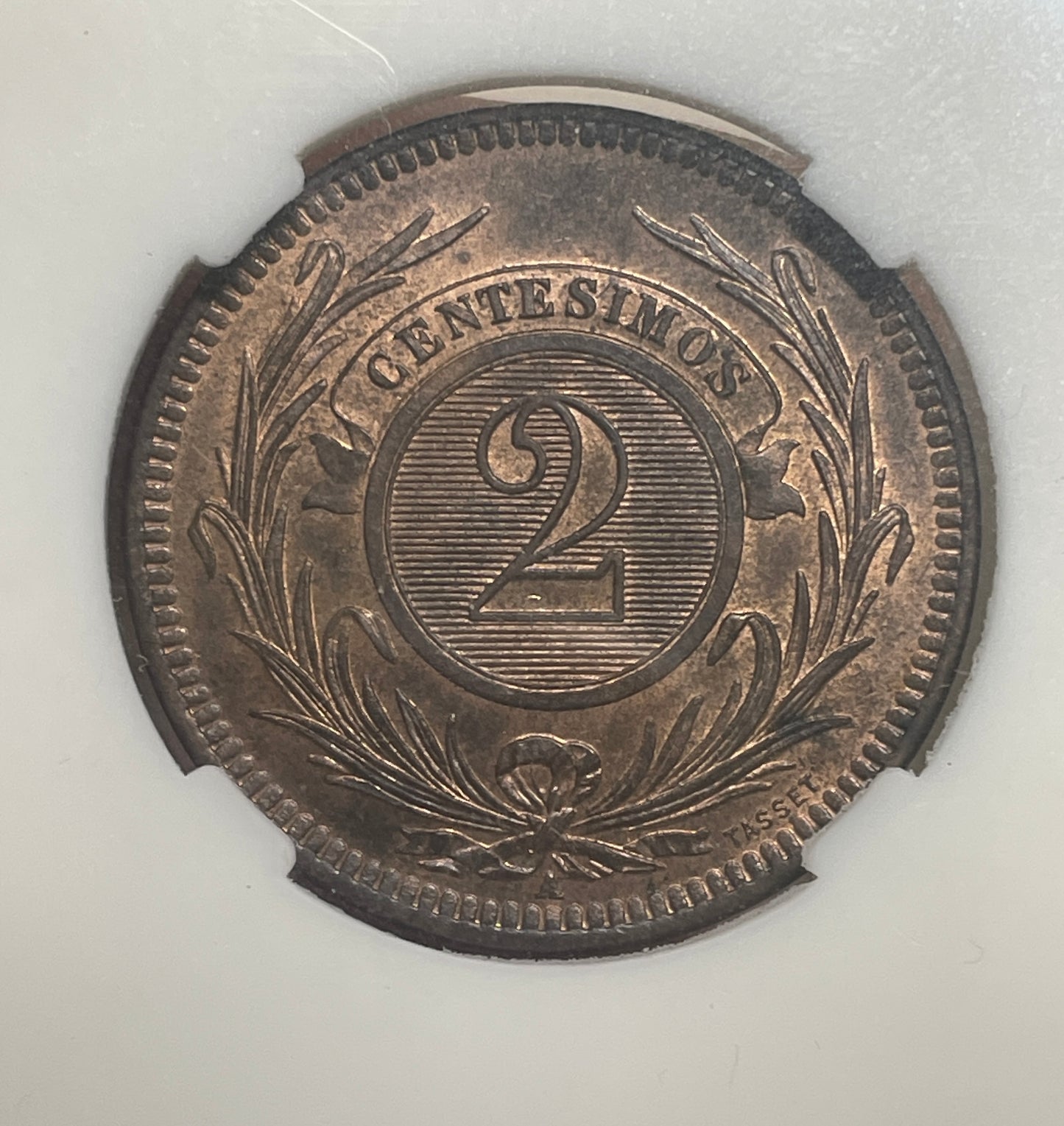 Uruguay - 1869A - 2 Centésimos - MS 65