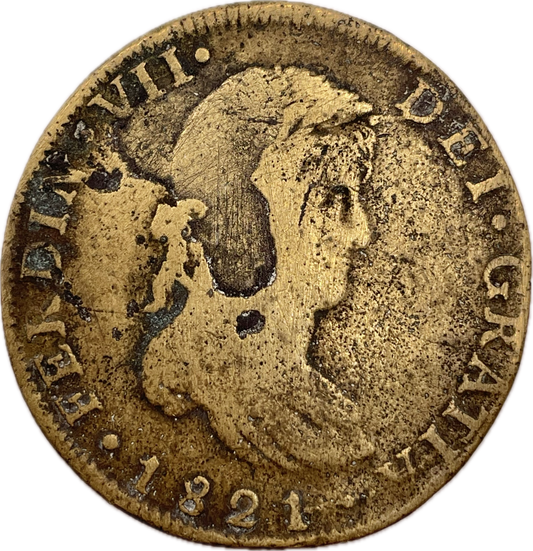 Botón Gauchesco - 1821 - México - 8 Reales, Falsa de Epoca