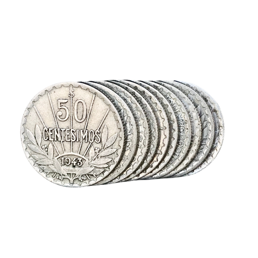 MU_ Uruguay - Lote de 10 Monedas - 50 Centésimos 1943